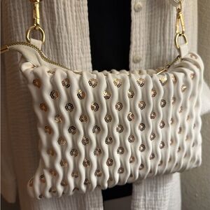 Elegant White and Gold Women's Bag